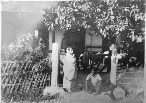 Amiyabhushan’s Mother Srimati Jyotirindu Devi, in front of their Cooch Behar home (now ‘Rajnagar')